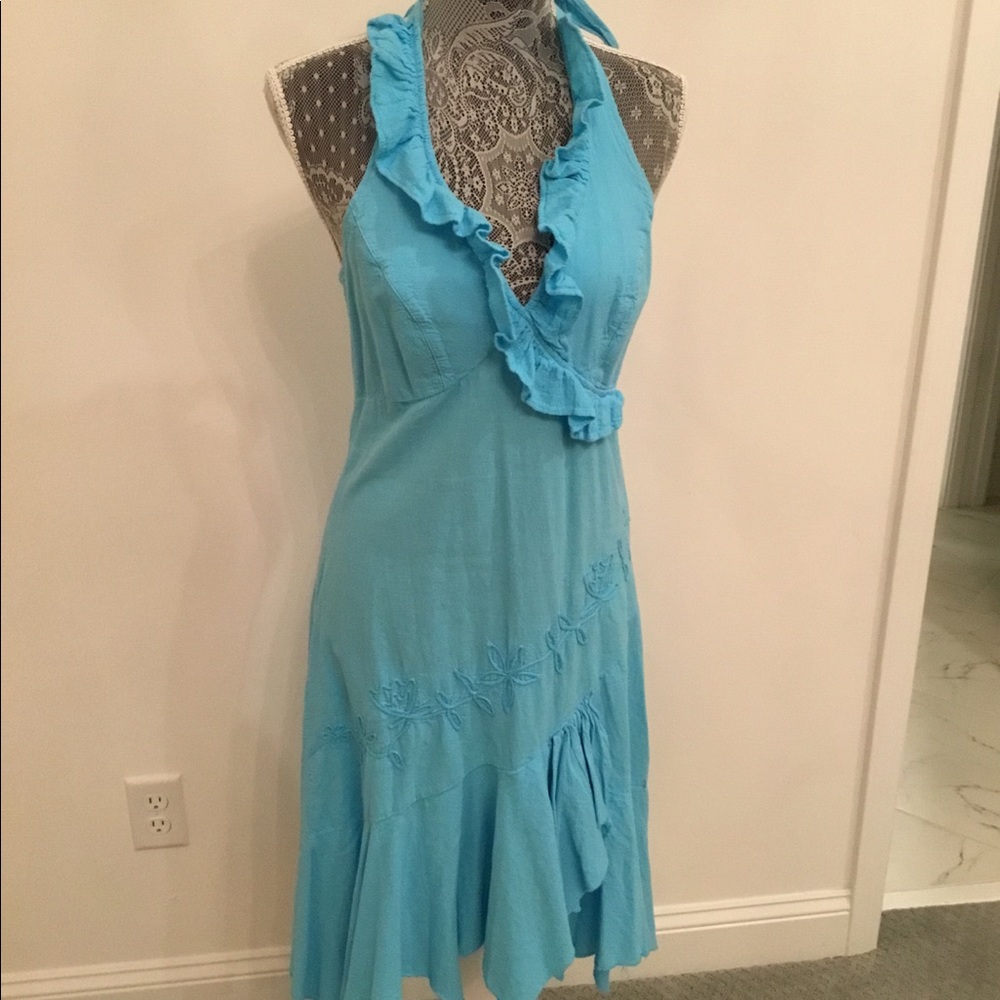 Sculpt turquoise ruffled dress